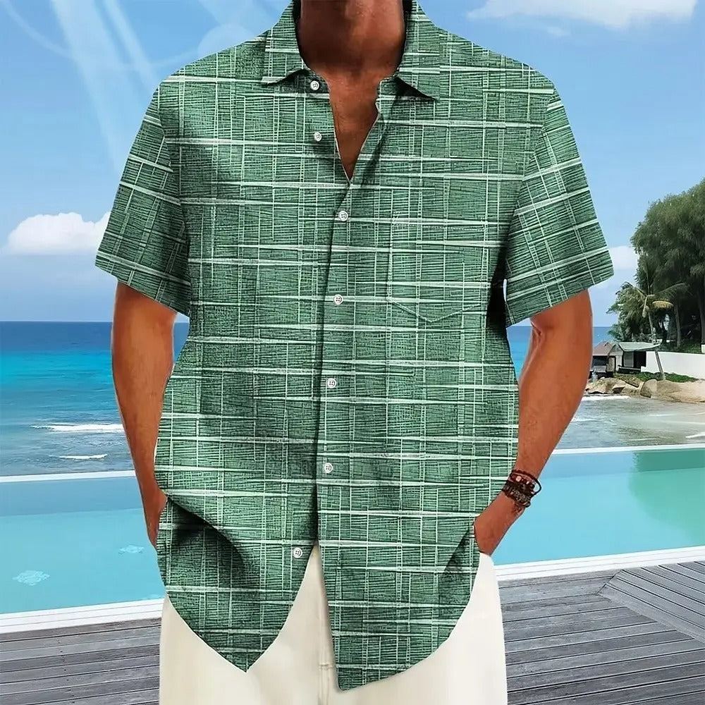 Men's Printed Button-Down Shirt - Fashinoza