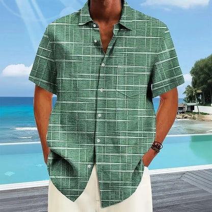 Men's Printed Button-Down Shirt - Fashinoza