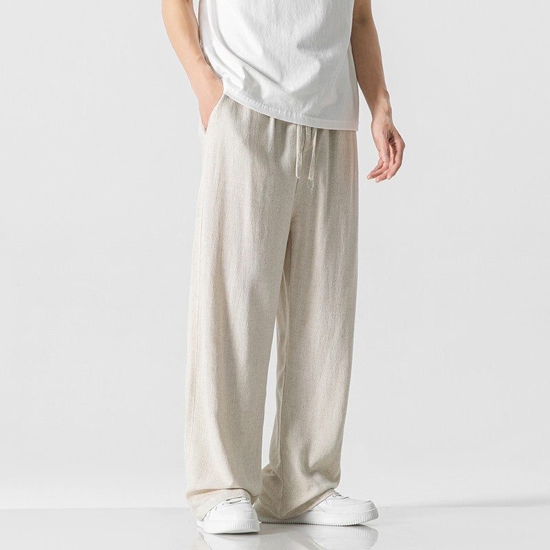 Men's Wide Leg Drawstring Chino Pants - Fashinoza
