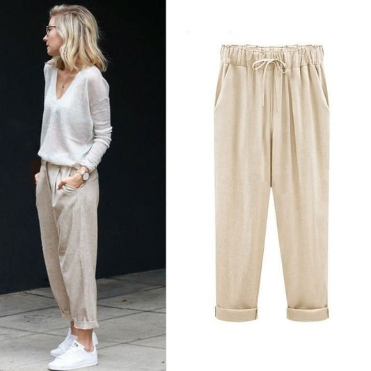 Women's Cuffed Drawstring Trousers - Fashinoza