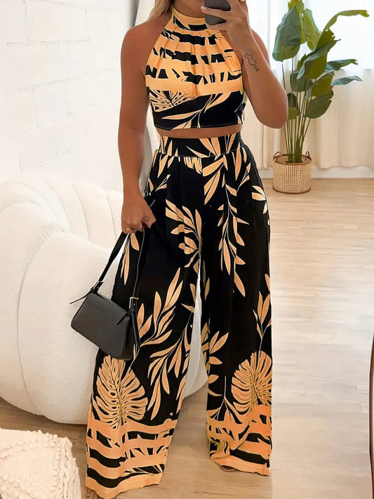 Women's Halter Neck Swimsuit Two Piece Set - Fashinoza