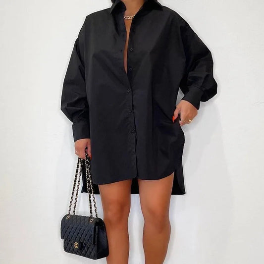 Women's Oversized Mini Dress Shirt - 
Fashinoza