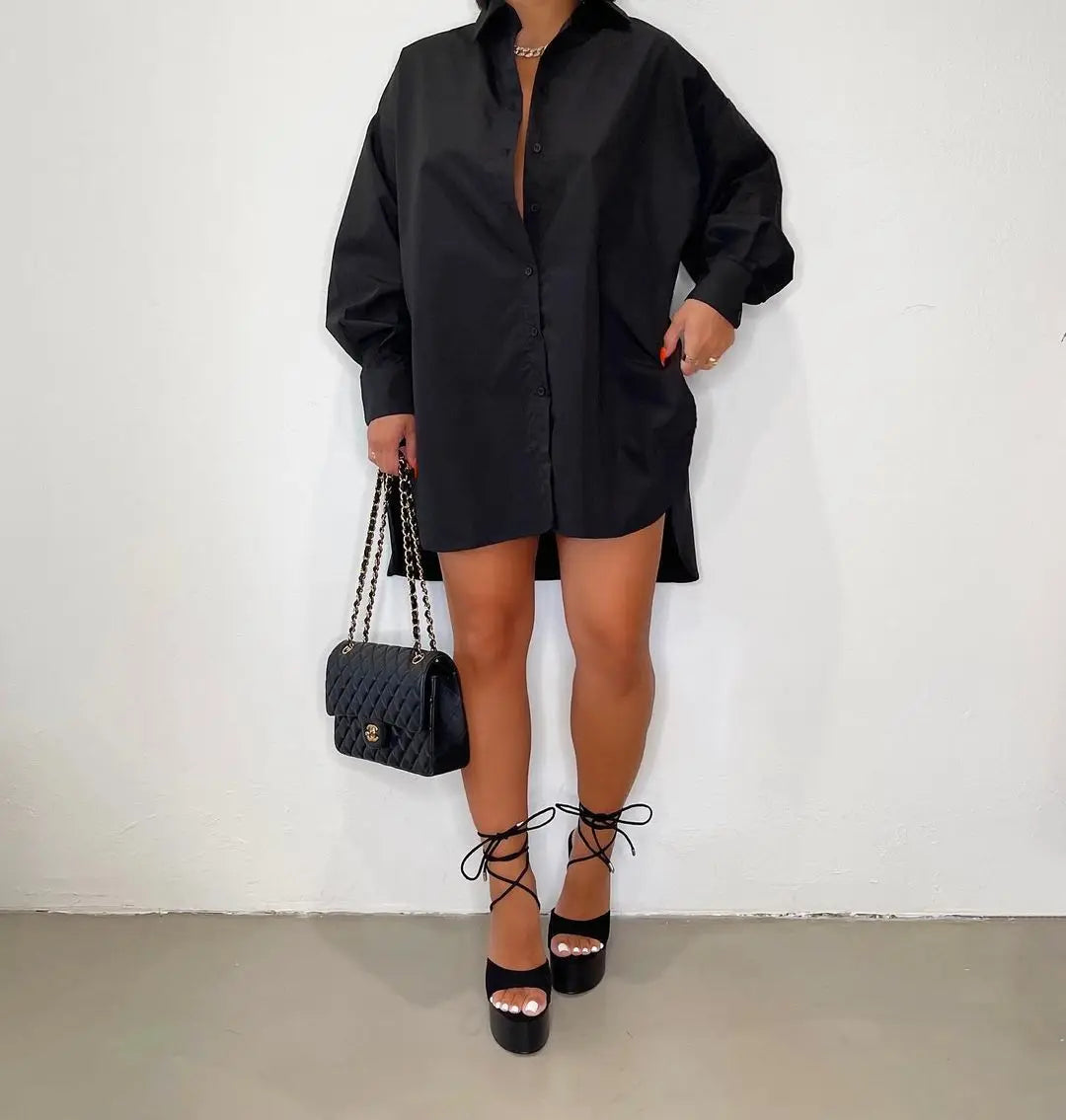 Women's Oversized Mini Dress Shirt