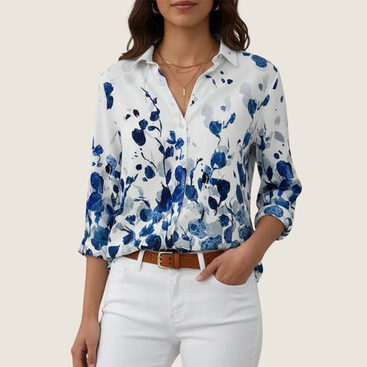 Women's Floral Blouse Button-Down Cotton - Fashinoza