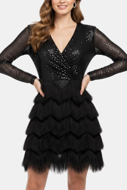 Image of Kathleen | Women's V-Neck Sequin Mini Dress
