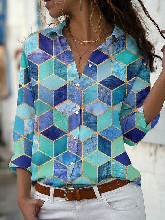 Women's Button Down Cotton Blouse - Fashinoza