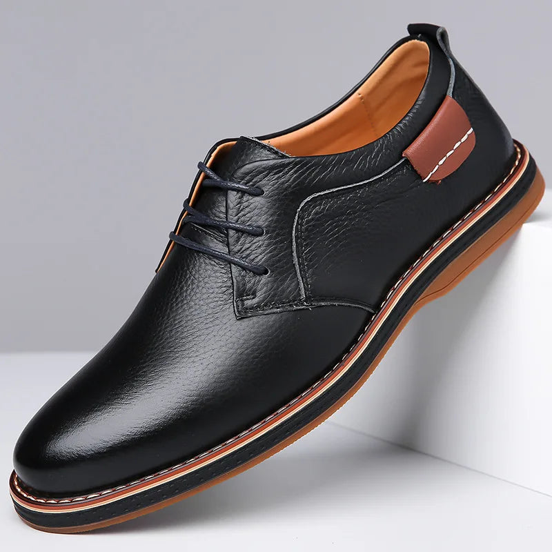 Kendall Men's Oxford Shoes Lace-Up Leather Black - Fashinoza