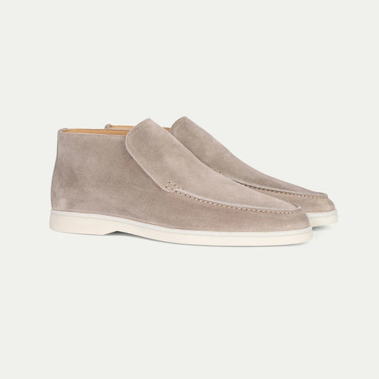 Men's Slip On Ankle Boots Leather Black - Fashinoza