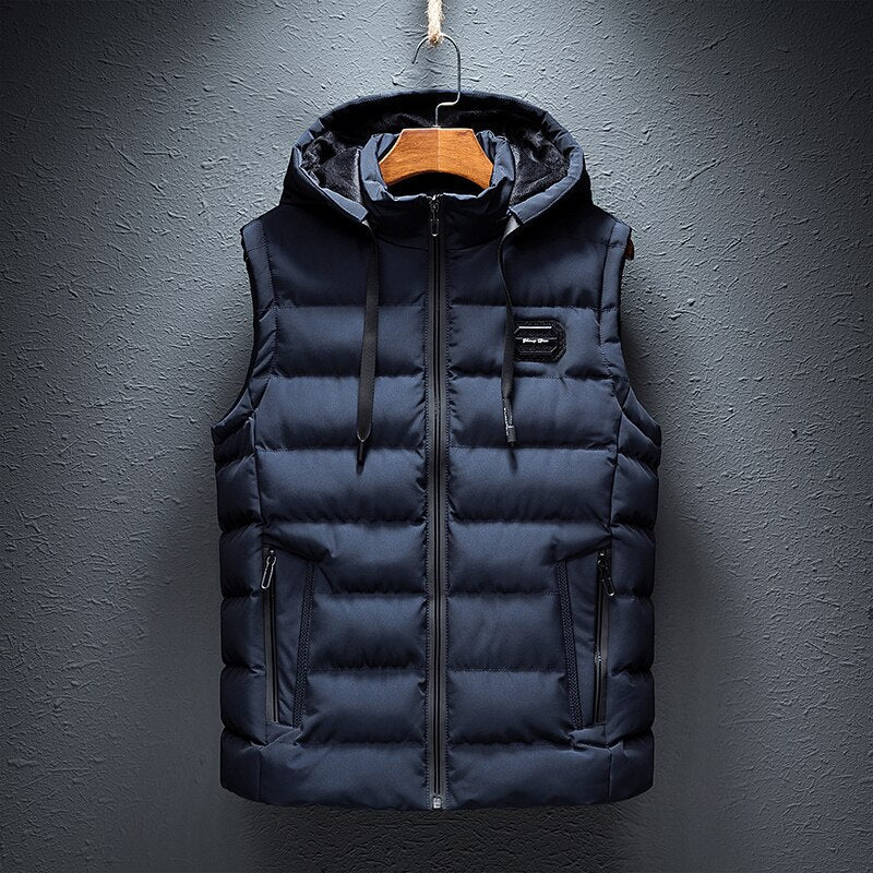 Men's Quilted Puffer Vest Hooded - Fashinoza