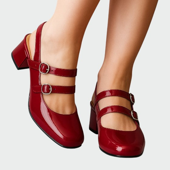 Women's Mary Jane Pumps Patent Block Heel - Fashinoza