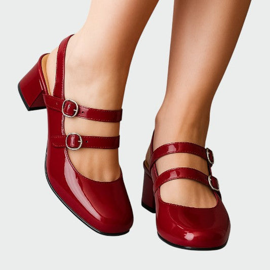 Women's Mary Jane Pumps Patent Block Heel - Fashinoza