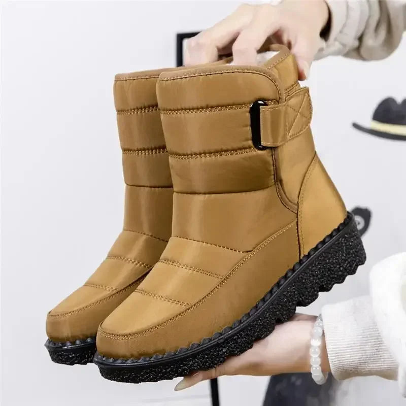 Women's Ankle Boots Leather Side Strap Winter Brown