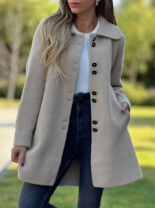 Women's A-Line Coat Button Front - Fashinoza
