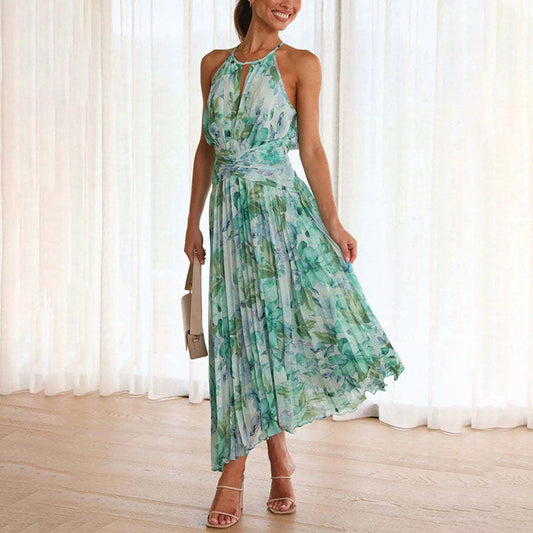 Women's Floral Midi A-Line Dress - Fashinoza