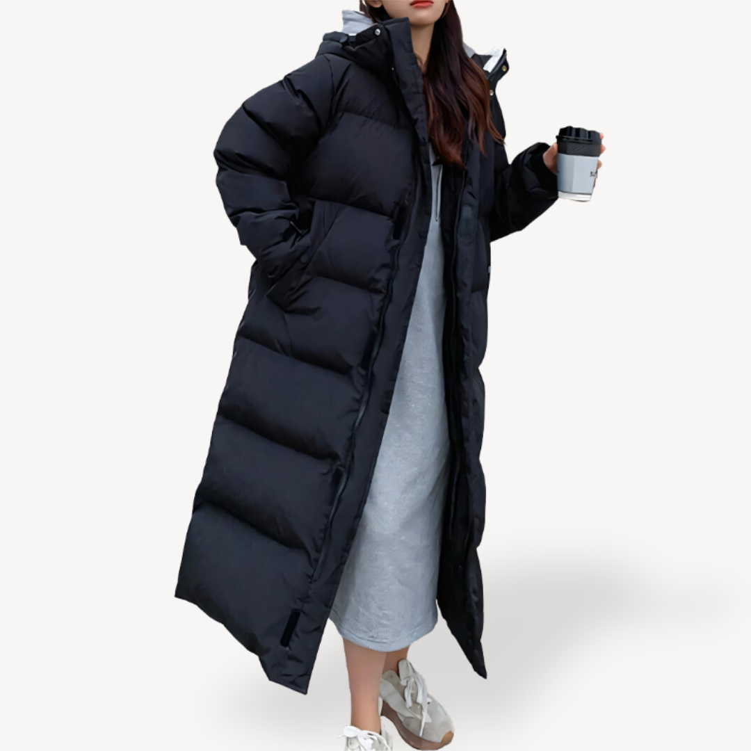 Women's Long Hooded Puffer Jacket - Fashinoza