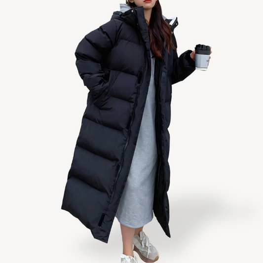 Women's Long Hooded Puffer Jacket - Fashinoza