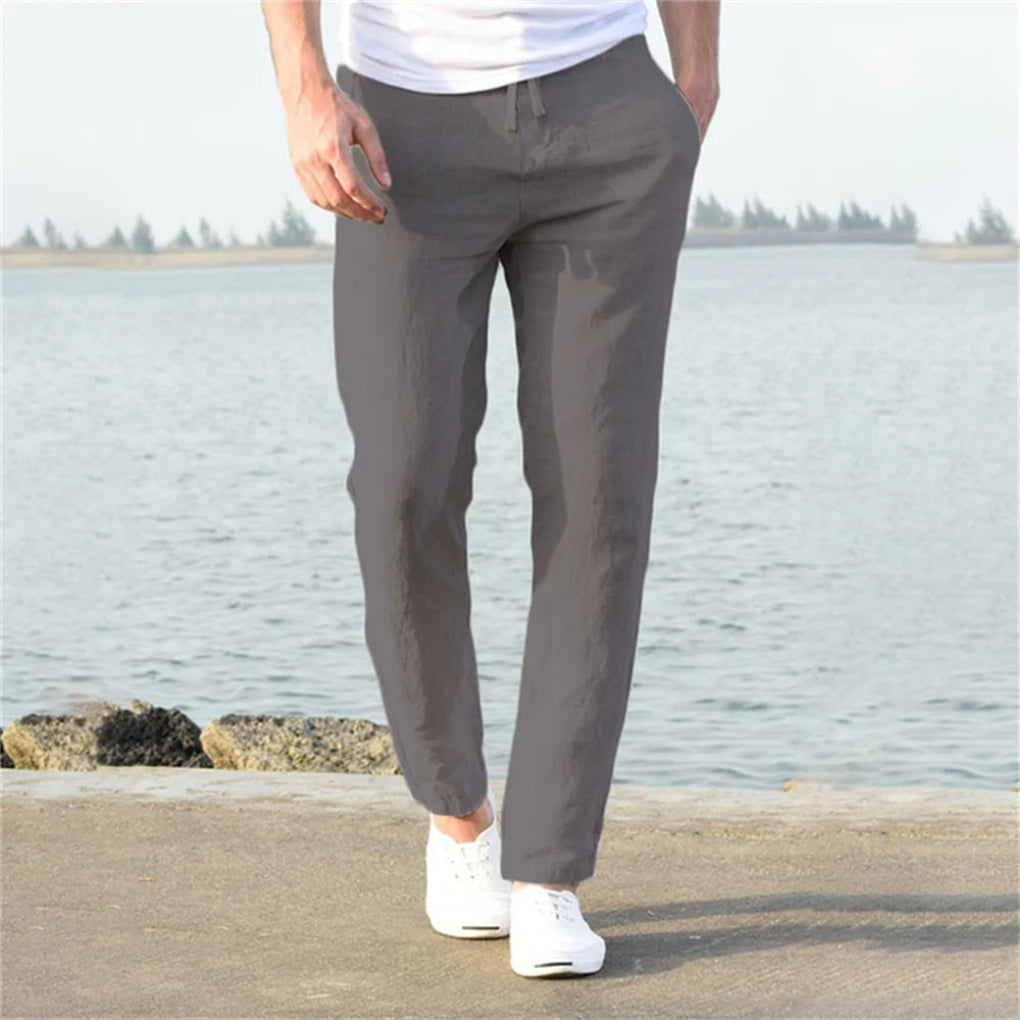 Men's Linen Casual Trousers Beige