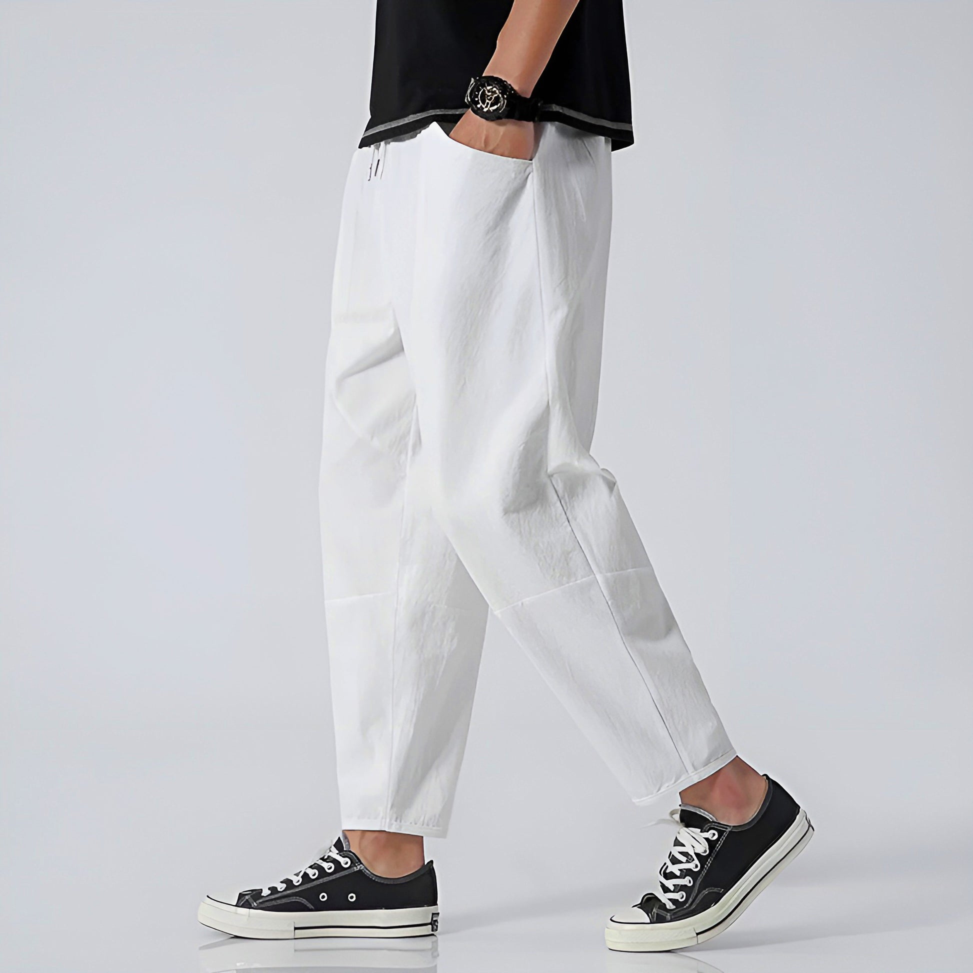 Men's Drawstring Cropped Pants - Fashinoza