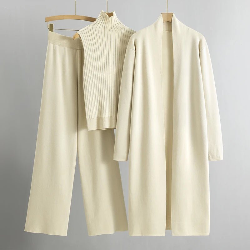 Women's Cardigan Set Wide-Leg Pants
