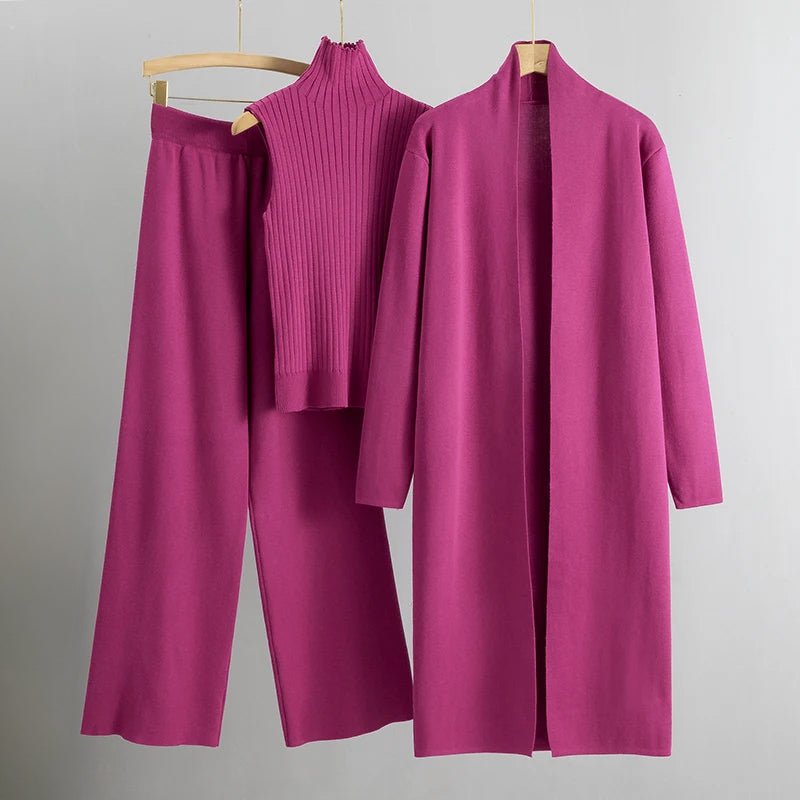 Women's Cardigan Set Wide-Leg Pants