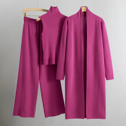 Women's Cardigan Set Wide-Leg Pants