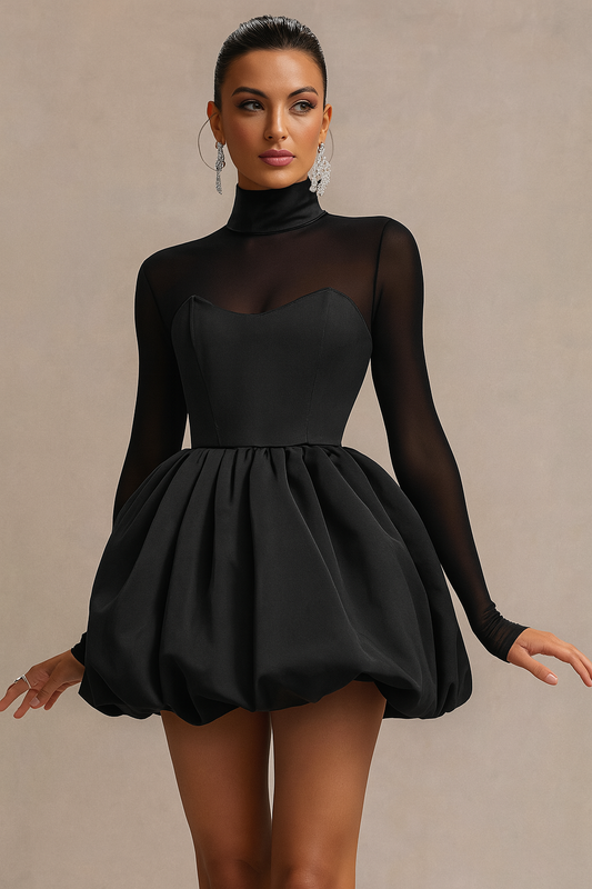 Women's Long Sleeve Mini Dress Fit Flare - Fashinoza