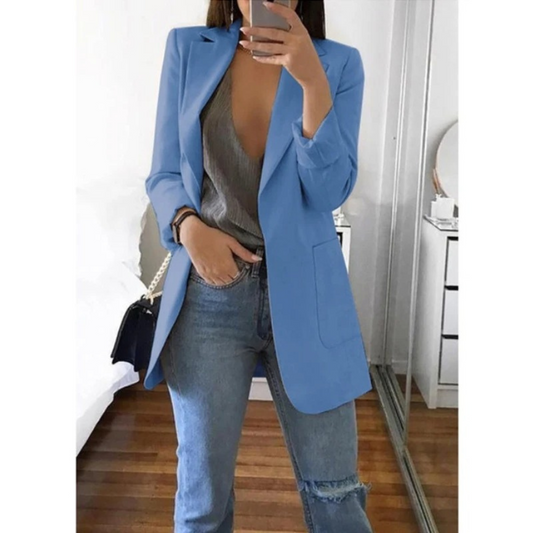 Women's Long Sleeve Blazer Notched Lapel - Fashinoza