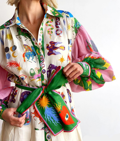 Image of Kristin | Women's Printed Maxi Shirt Dress