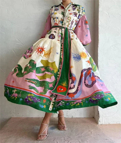 Image of Kristin | Women's Printed Maxi Shirt Dress