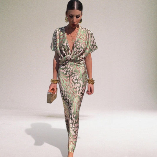 Women's Twist Front Bodycon Midi Dress - Fashinoza