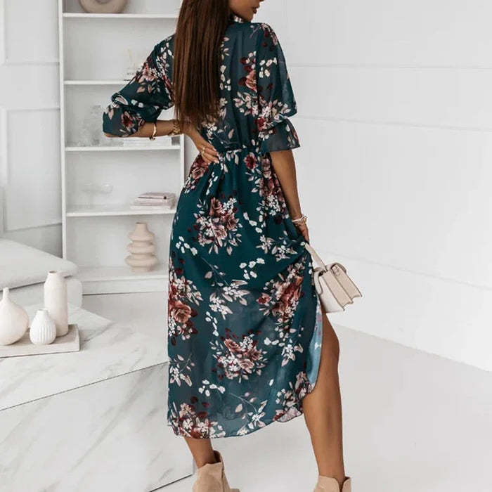 Image of Kylie | Women's V-Neck Wrap Midi Dress