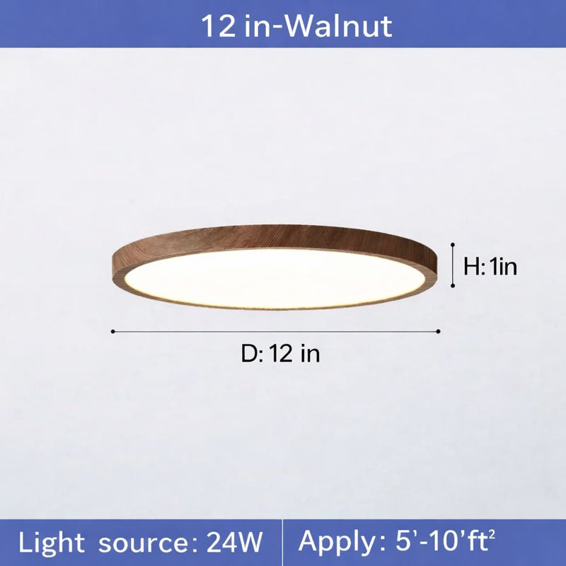 Circular Wooden LED Ceiling Light Walnut Finish - 
Fashinoza
