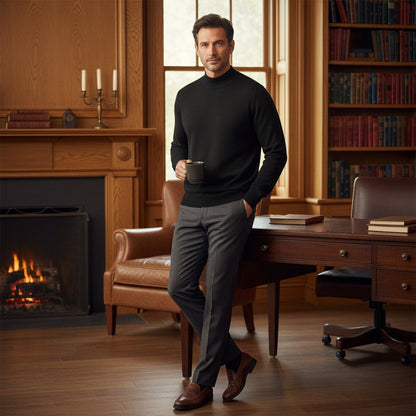 Men's Mock Neck Knit Sweater Plain