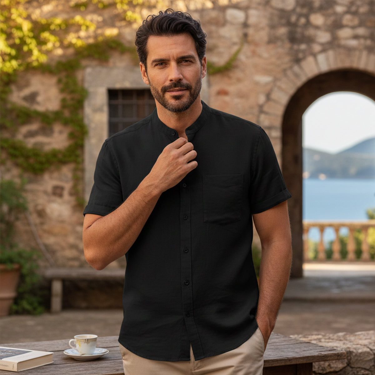 Men's Oversized Cotton Linen Beach Shirt