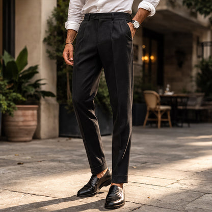 Men's Tailored Pleated Pants Classic Wool