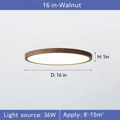 Circular Wooden LED Ceiling Light Walnut Finish