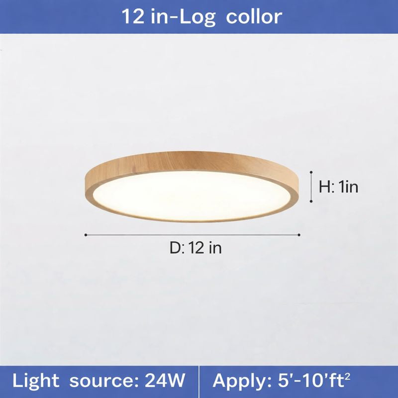 Circular Wooden LED Ceiling Light Walnut Finish