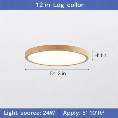 Circular Wooden LED Ceiling Light Walnut Finish