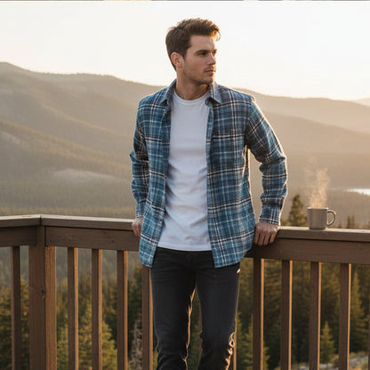 Men's Plaid Casual Shirt Loose Fit Retro