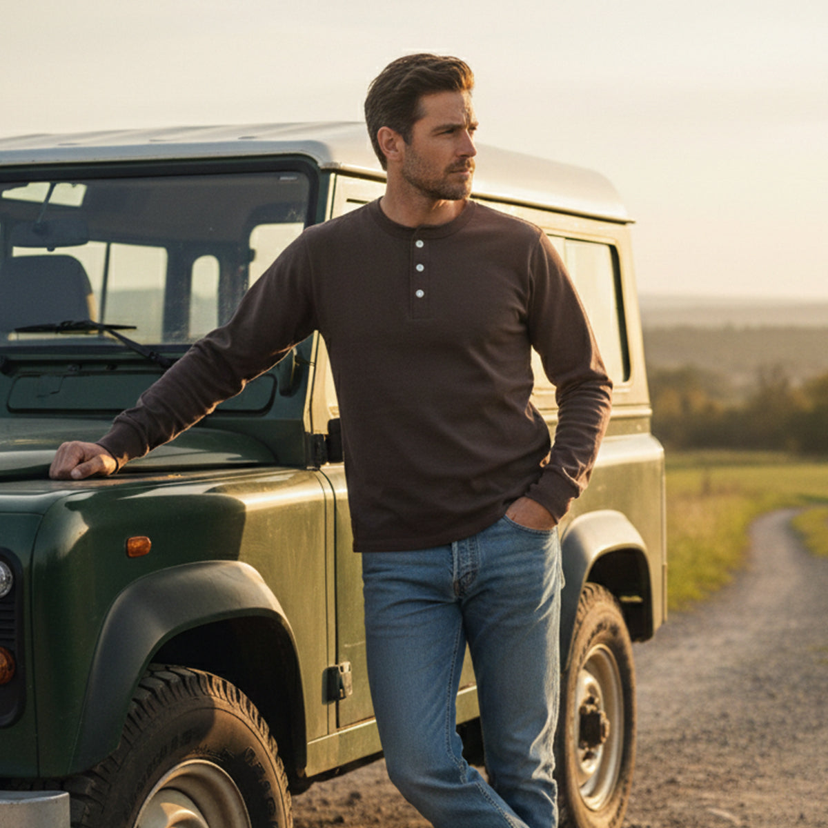 Men's Cotton Casual Henley Shirt