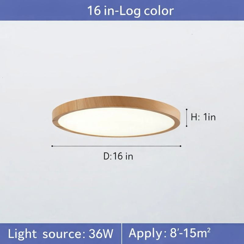 Circular Wooden LED Ceiling Light Walnut Finish