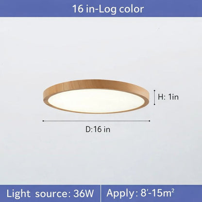 Circular Wooden LED Ceiling Light Walnut Finish