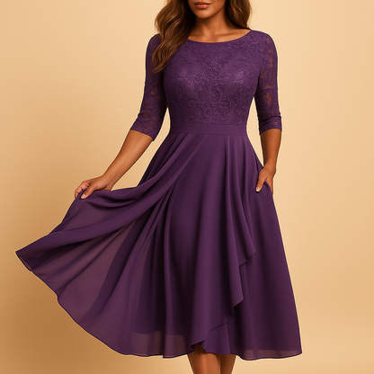 Mirella Women's Asymmetric Midi Lace Dress - 
Fashinoza