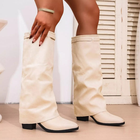 Women's Slouch Block Heel Knee High Boots - Vonnera