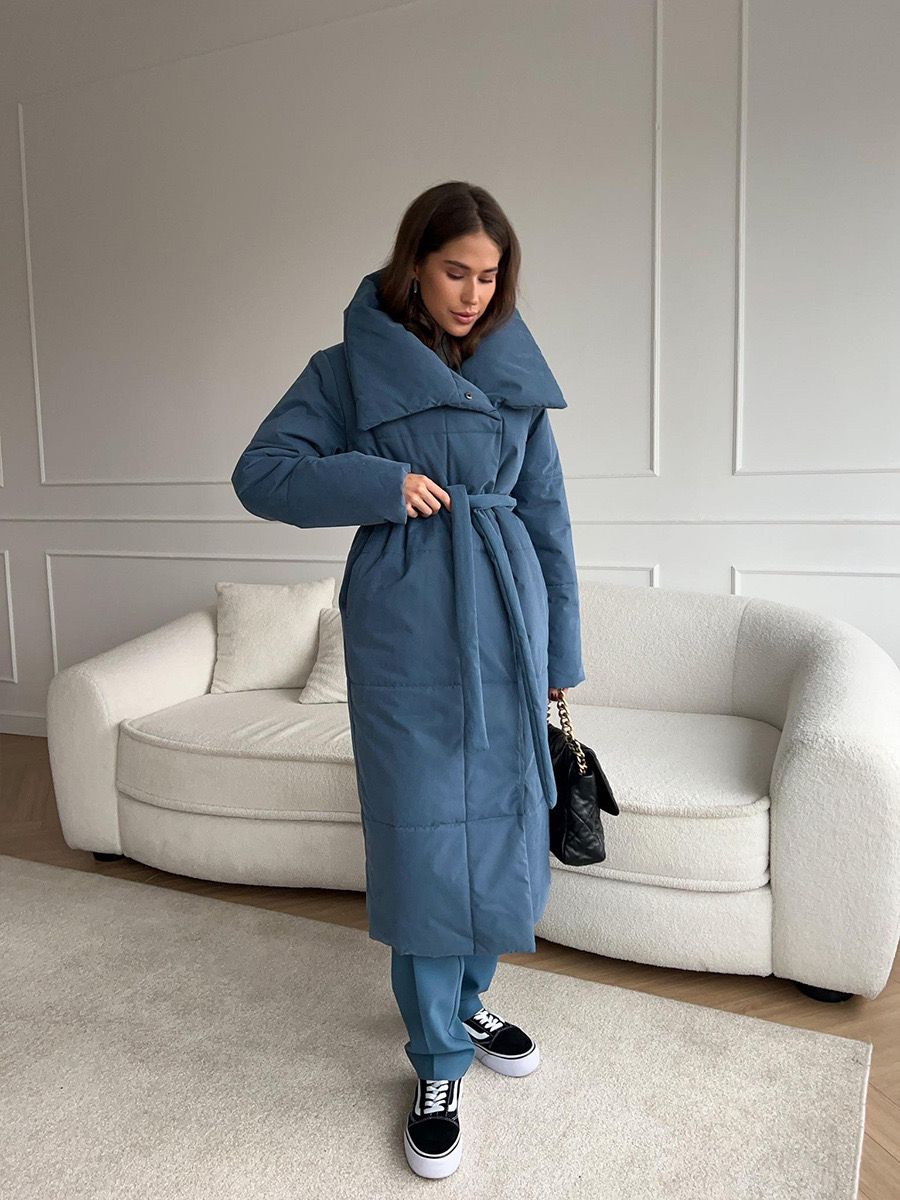 Women's Puffer Coat Belted High Collar