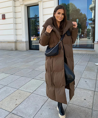 Women's Puffer Coat Belted High Collar