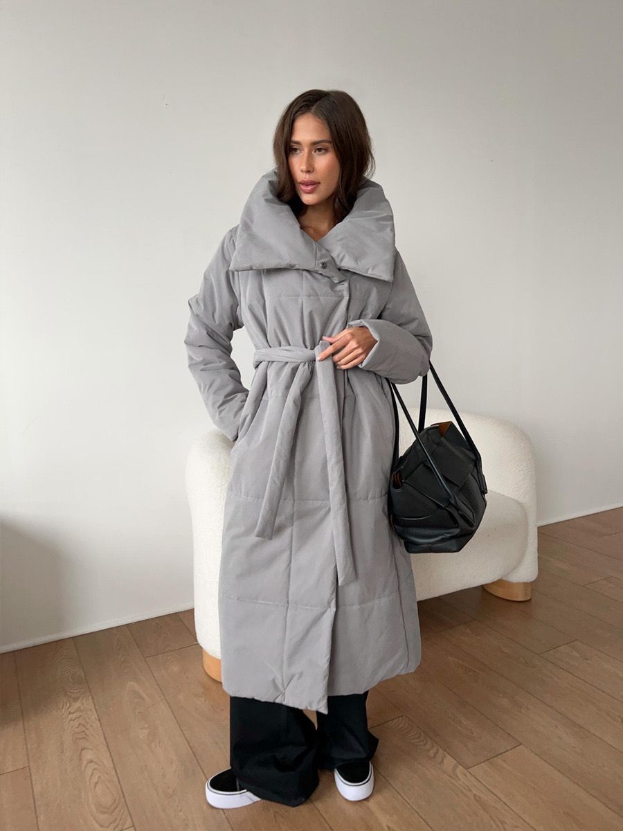 Women's Puffer Coat Belted High Collar
