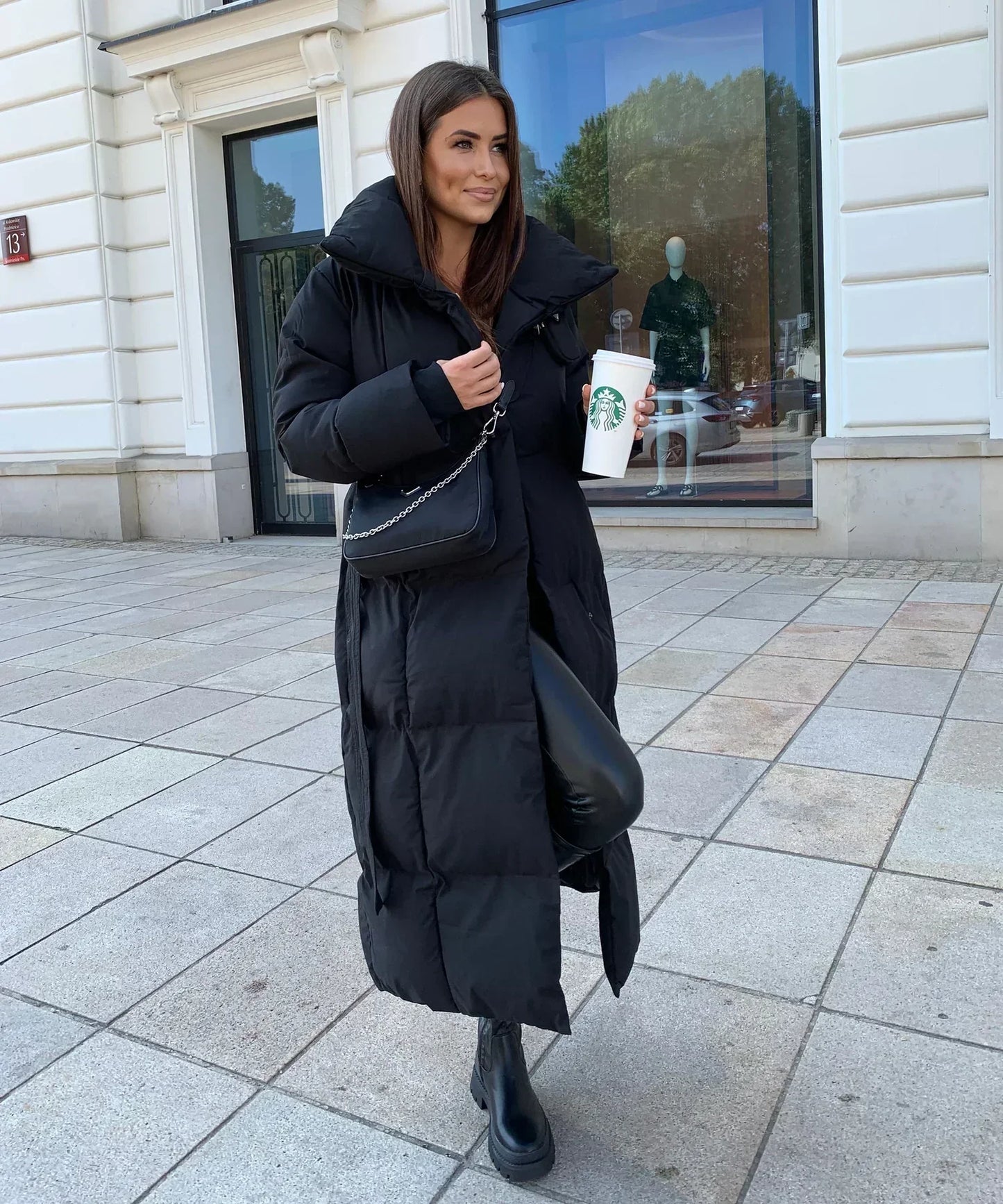 Women's Puffer Coat Belted High Collar