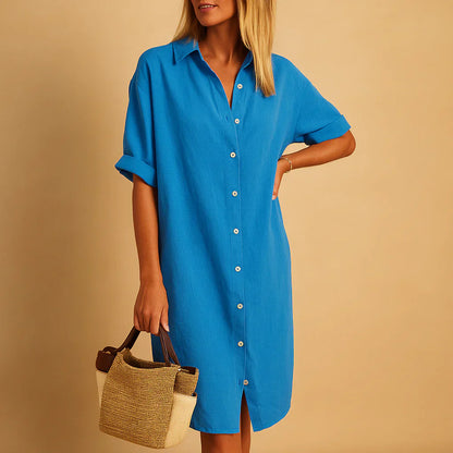 Women's Relaxed Fit Button Down Shirt Dress