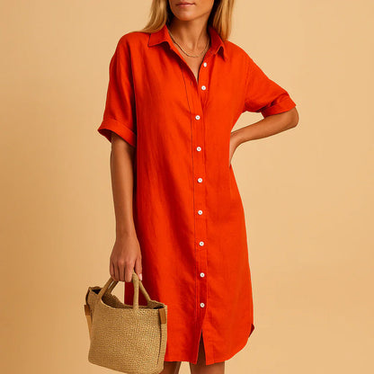 Women's Relaxed Fit Button Down Shirt Dress